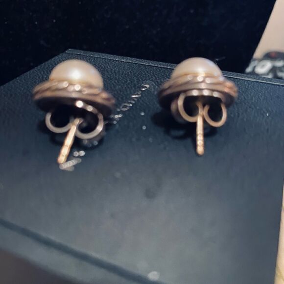 COPY - David Yurman Crossover Cable Pearl and gold 14k stud earrings silver 925 - Picture 7 of 9